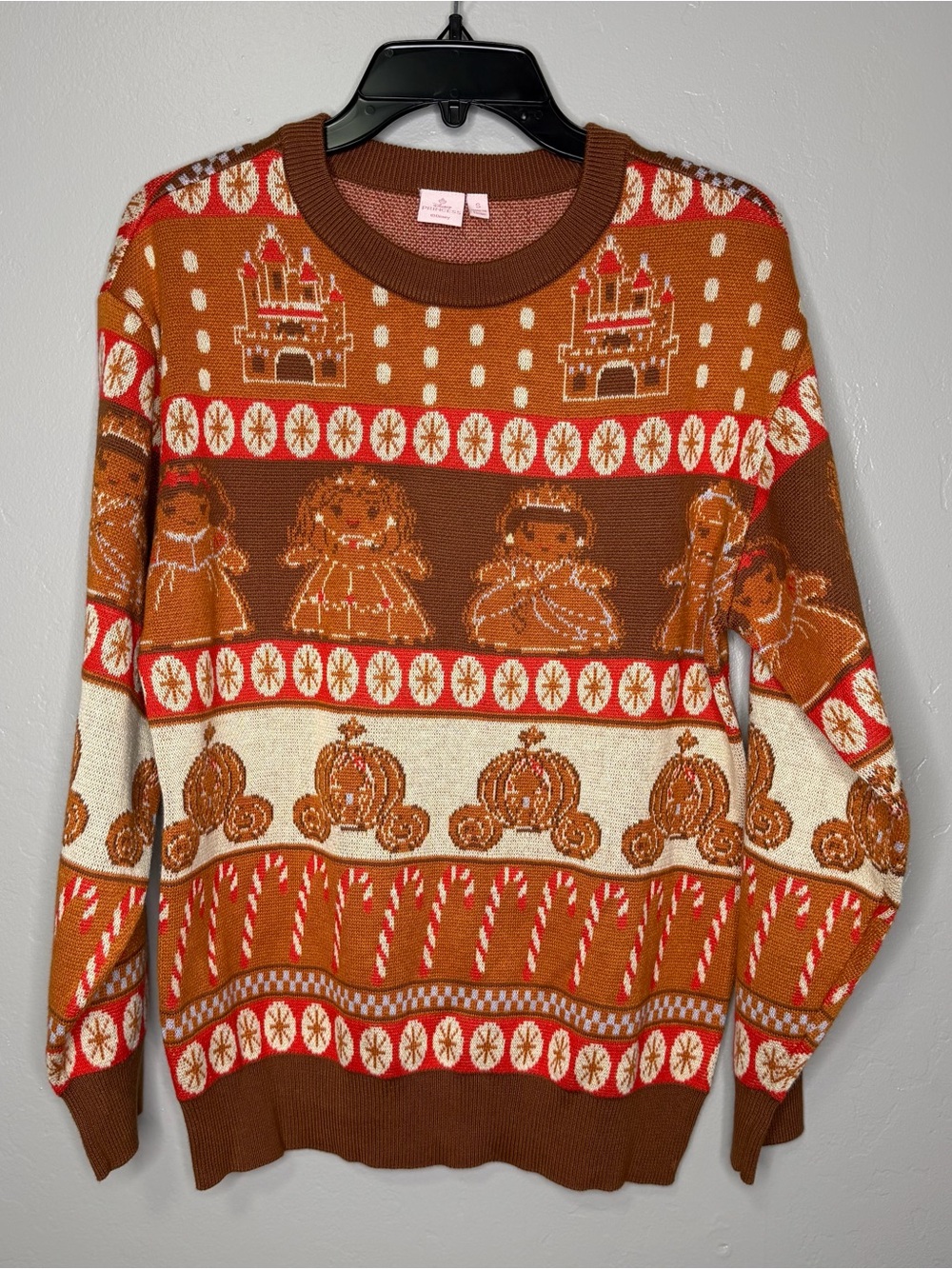 Disney Princess Gingerbread Cookie Ugly Christmas Holiday Sweater Sz S Festive